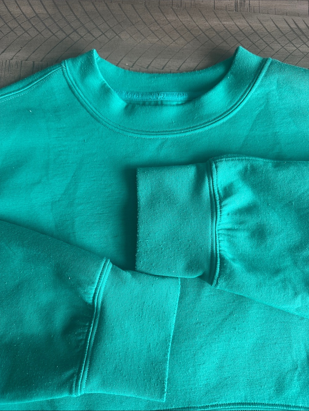 Women's Cropped Oversized Crewneck Sweatshirt - Teal Green - Picture 3 of 9